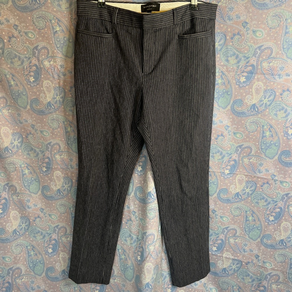 Banana Republic Jackson Fit Pinstripe Dress Pants Navy Blue White Size 8